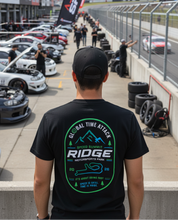 Load image into Gallery viewer, man with shirt on at a car race showing. TheRidge GTA Race 2026 event shirt artwork back