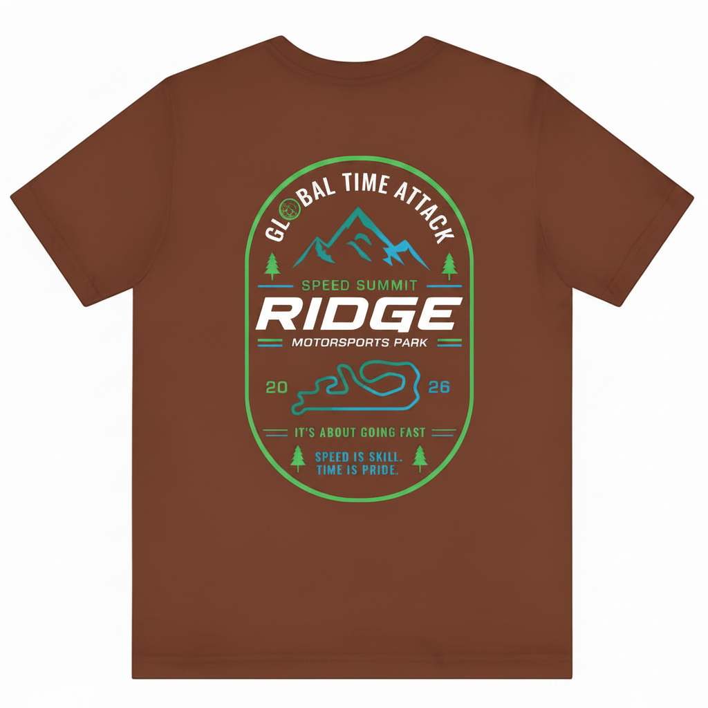 GTA ridge event tshirt artwork on brown shirt